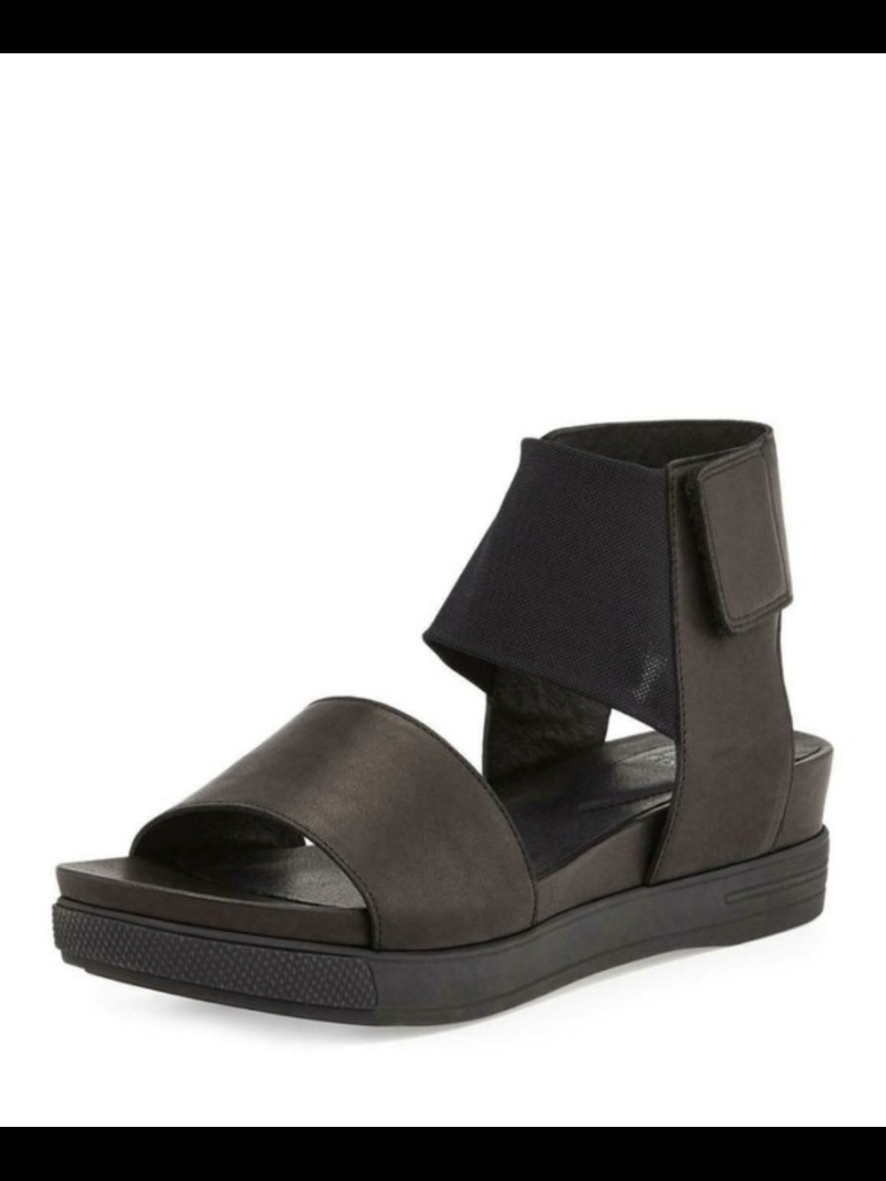 Eileen Fisher Black Platform Sandal with Ankle Strap